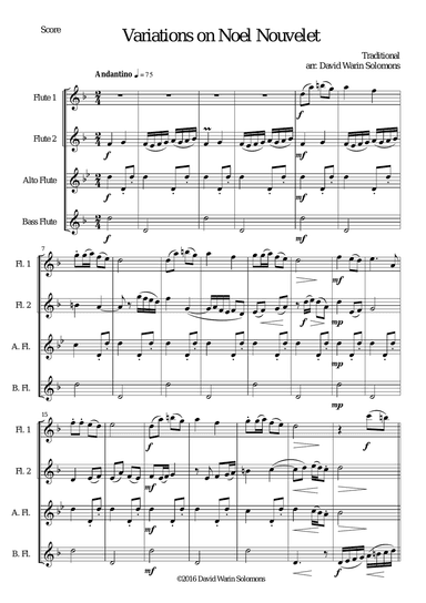 Variations on Noel Nouvelet for flute quartet