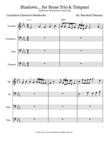 Shadows... for Brass Trio & Timpani
