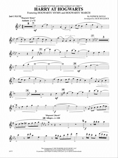Harry at Hogwarts (from Harry Potter and the Goblet of Fire): 2nd Flute