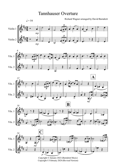 Tannhauser Overture for Violin Duet