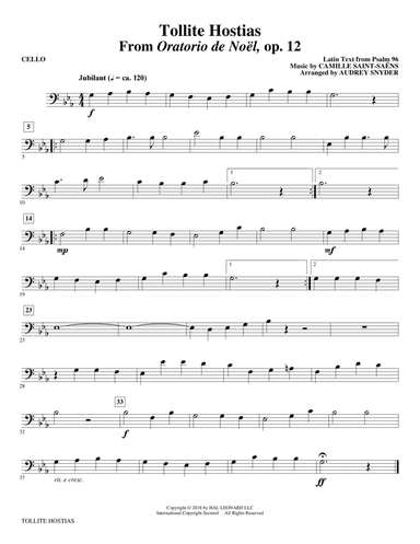 Tollite Hostias (arr. Audrey Snyder) - Cello