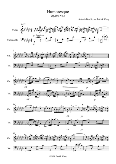 Dvorak - Humoresque Op.101 No.7 (Violin, Cello)