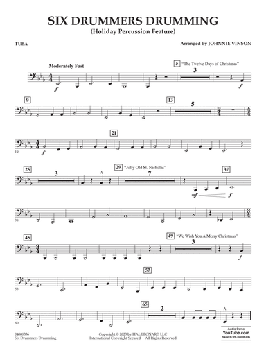 Six Drummers Drumming (Holiday Percussion Feature) - Tuba