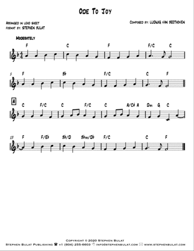 Ode To Joy (Beethoven) - Lead sheet (key of F)