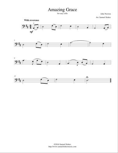 Amazing Grace - for easy cello