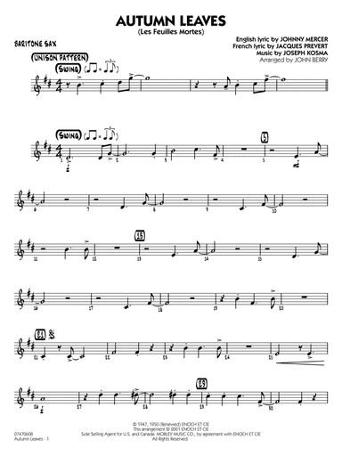 Autumn Leaves (arr. John Berry) - Baritone Sax