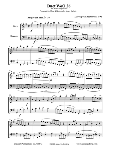 Beethoven: Duet WoO 26 for Oboe & Bassoon