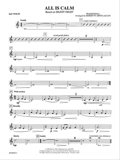 All Is Calm (Based on "Silent Night"): 2nd Violin