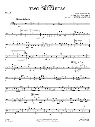 Two Oruguitas (from Encanto) (arr. Robert Longfield) - Cello