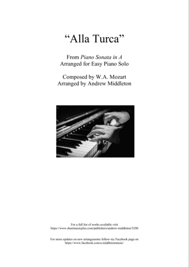 "Alla Turca" arranged for Easy Piano