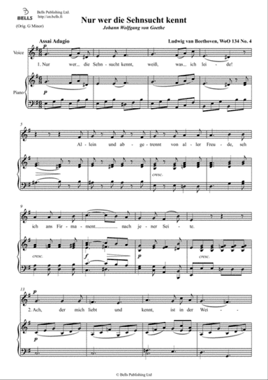 Nur wer die Sehnsucht kennt, WoO 134 No. 4 (E minor)