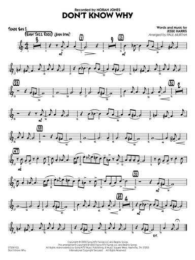 Don't Know Why (arr. Paul Murtha) - Tenor Sax 2