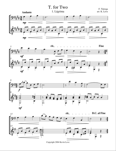 T. for Two (Cello and Guitar) - Score and Parts