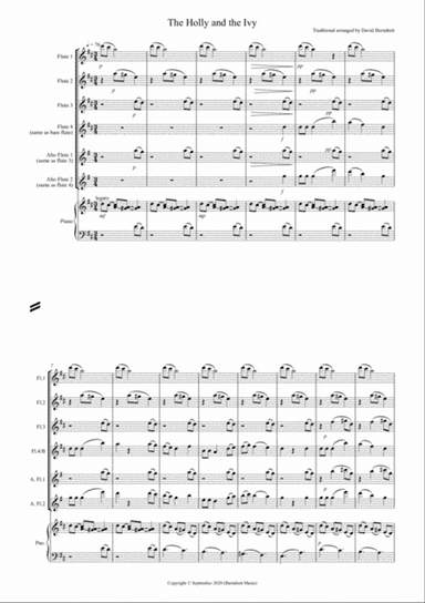 The Holly and the Ivy for Flute Quartet