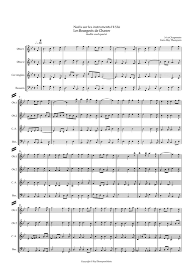 Charpentier: Noëls sur les instruments H534: Les Bourgeois de Chastre - double reed quartet