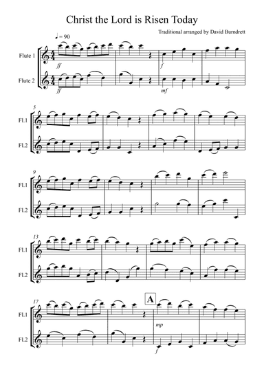 Christ the Lord is Risen Today for Flute Duet