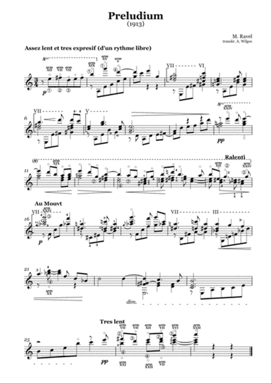 Maurice Ravel - Prelude (1913), transcr. for guitar