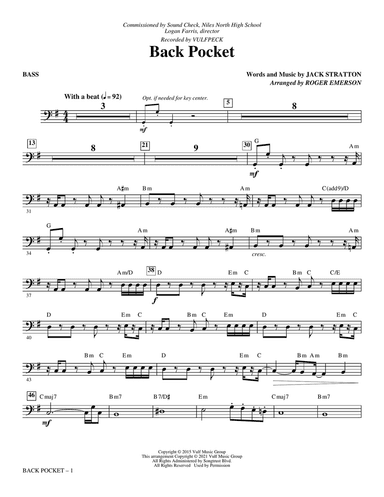 Back Pocket (arr. Roger Emerson) - Bass