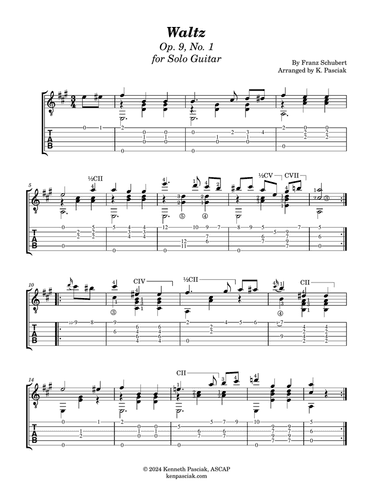 Waltz, Op. 9, No. 1 (for Solo Guitar)
