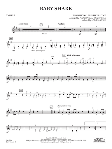 Baby Shark (arr. Larry Moore) - Violin 2