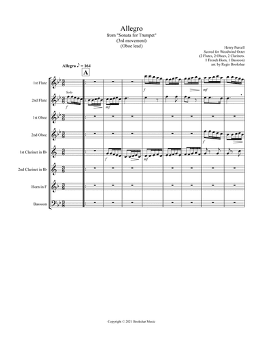 Allegro (from "Sonata for Trumpet") (Bb) (Woodwind Octet - 2 Flutes, 2 Oboes, 2 Clar, 1 Hrn, 1 Basso