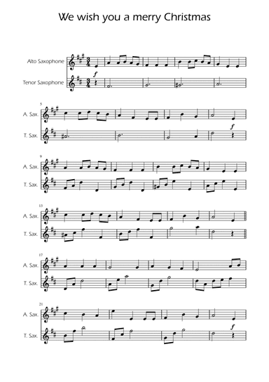 We Wish You a Merry Christmas - Sax Duet