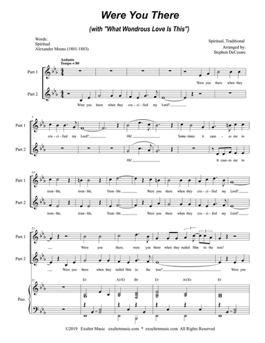 Were You There (with "What Wondrous Love Is This") (for 2-part choir)