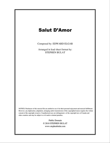 Salut D'Amor (Elgar) - Lead sheet (key of F)