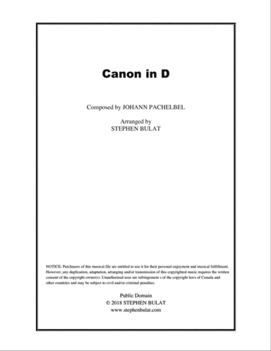 Canon in D (Pachelbel) - Lead sheet (key of C)