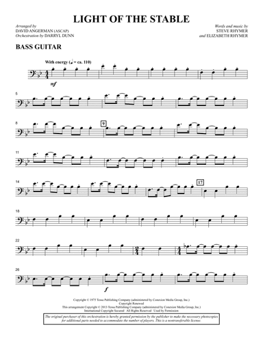 Light Of The Stable (from All Is Well) (arr. David Angerman) - Bass Guitar