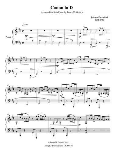 Pachelbel: Canon in D for Solo Piano