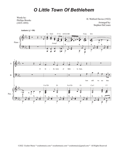 O Little Town Of Bethlehem (Vocal Quartet - (SATB)