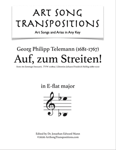 TELEMANN: Auf, zum Streiten! TVW 1:1280a (transposed to E-flat major)
