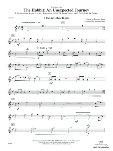 The Hobbit: An Unexpected Journey, Selections from: Flute