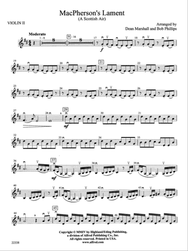 MacPherson's Lament (A Scottish Air): 2nd Violin