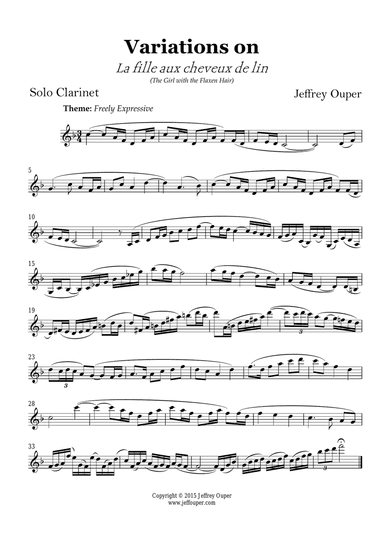 Variations on Debussy's "The Girl with the Flaxen Hair" for Solo Clarinet