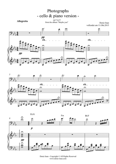 op.5 no.9 - Photographs (cello & piano)
