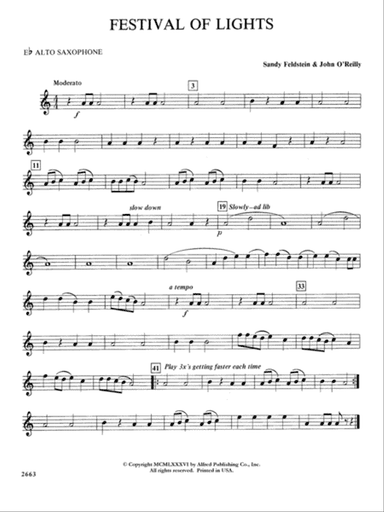 Festival of Lights (with optional chorus): E-flat Alto Saxophone