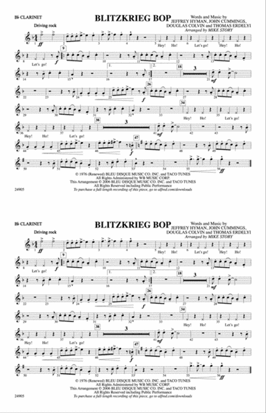 Blitzkrieg Bop: 1st B-flat Clarinet