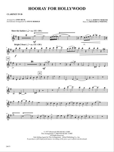 Hooray for Hollywood: 1st B-flat Clarinet