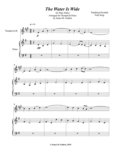 The Water is Wide for Trumpet & Piano
