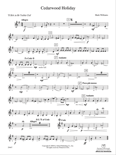 Cedarwood Holiday: (wp) B-flat Tuba T.C.