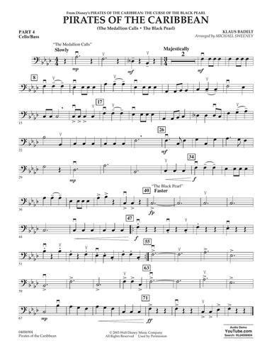 Pirates of the Caribbean (from The Curse of the Black Pearl) - Pt.4 - Cello/Bass