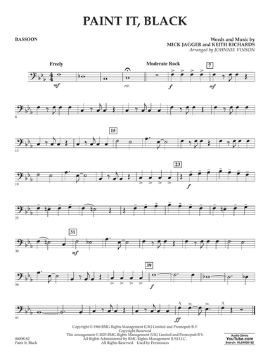 Paint It, Black (arr. Johnnie Vinson) - Bassoon