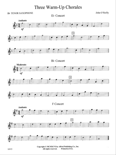 Three Warm-Up Chorales: B-flat Tenor Saxophone