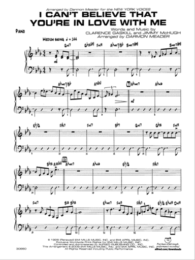 I Can't Believe That You're in Love with Me: Piano Accompaniment