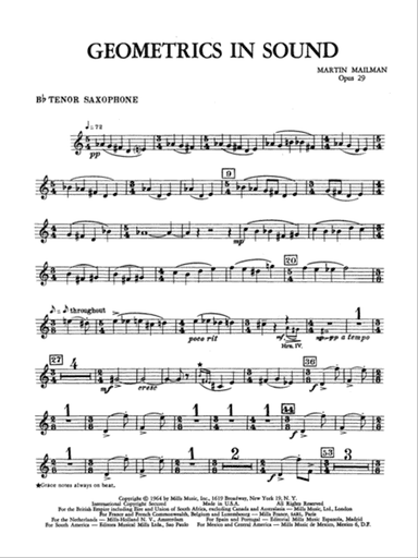 Geometrics in Sound, Op. 29: B-flat Tenor Saxophone