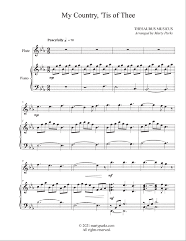 My Country, 'Tis of Thee (Flute-Piano)