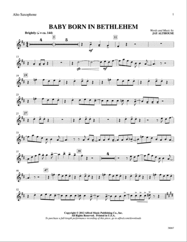 Baby Born in Bethlehem: E-flat Alto Saxophone