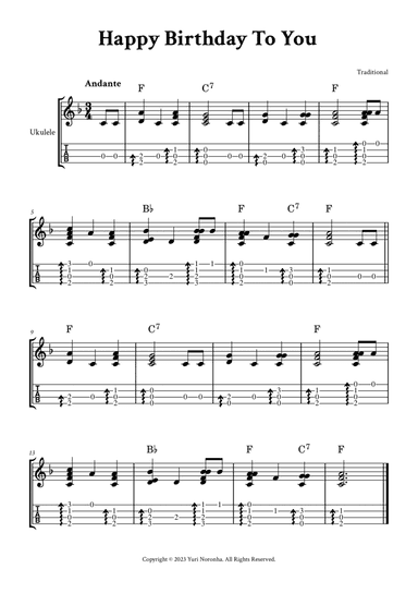 Happy Birthday To You - Fingerstyle Ukulele (with TAB)